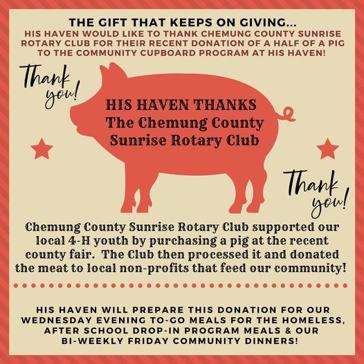 Community event at His Haven featuring Some Pig themed activity in Elmira NY